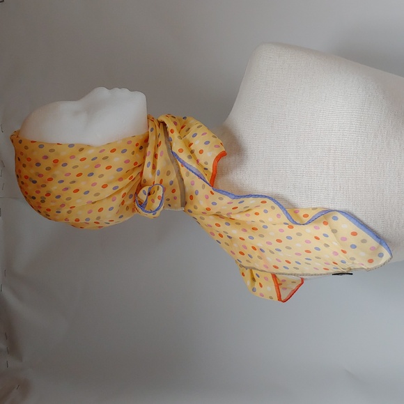 Worth 100% Silk Multi Color Polk a Dot Scarf - Picture 5 of 11